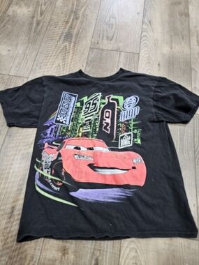 4/$10 Lightning McQueen 10/12 Cars Large Kids Short Sleeve Tee Disney *Hole*